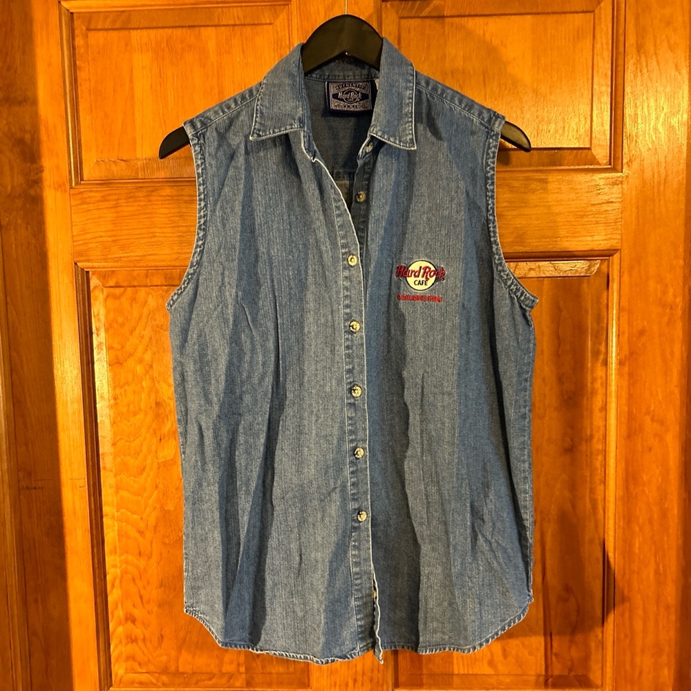Hard rock Cafe /Denim/sleeveless/Philadelphia/extra button/XL-EUC Y2K
